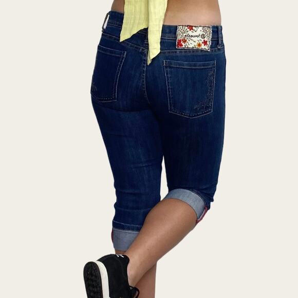 Element Dark Wash Mid Rise Cuffed Capri Jeans Sz 9 - Picture 1 of 7